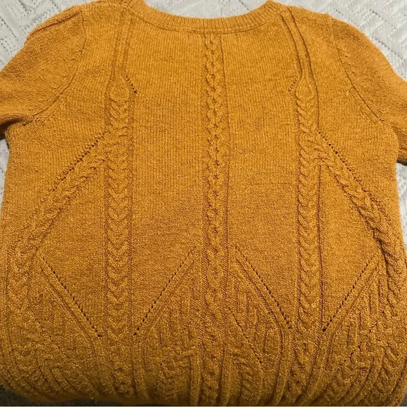 Anthropologie SPARROW‎ Cable Print Mustard Yellow Tunic Sweater. Size Medium. - Picture 11 of 11
